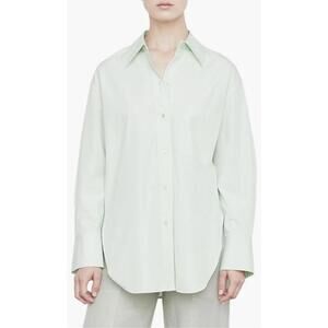 Vince Oversized Cotton Classic Poplin Button Up Shirt Pastel Green Size Medium